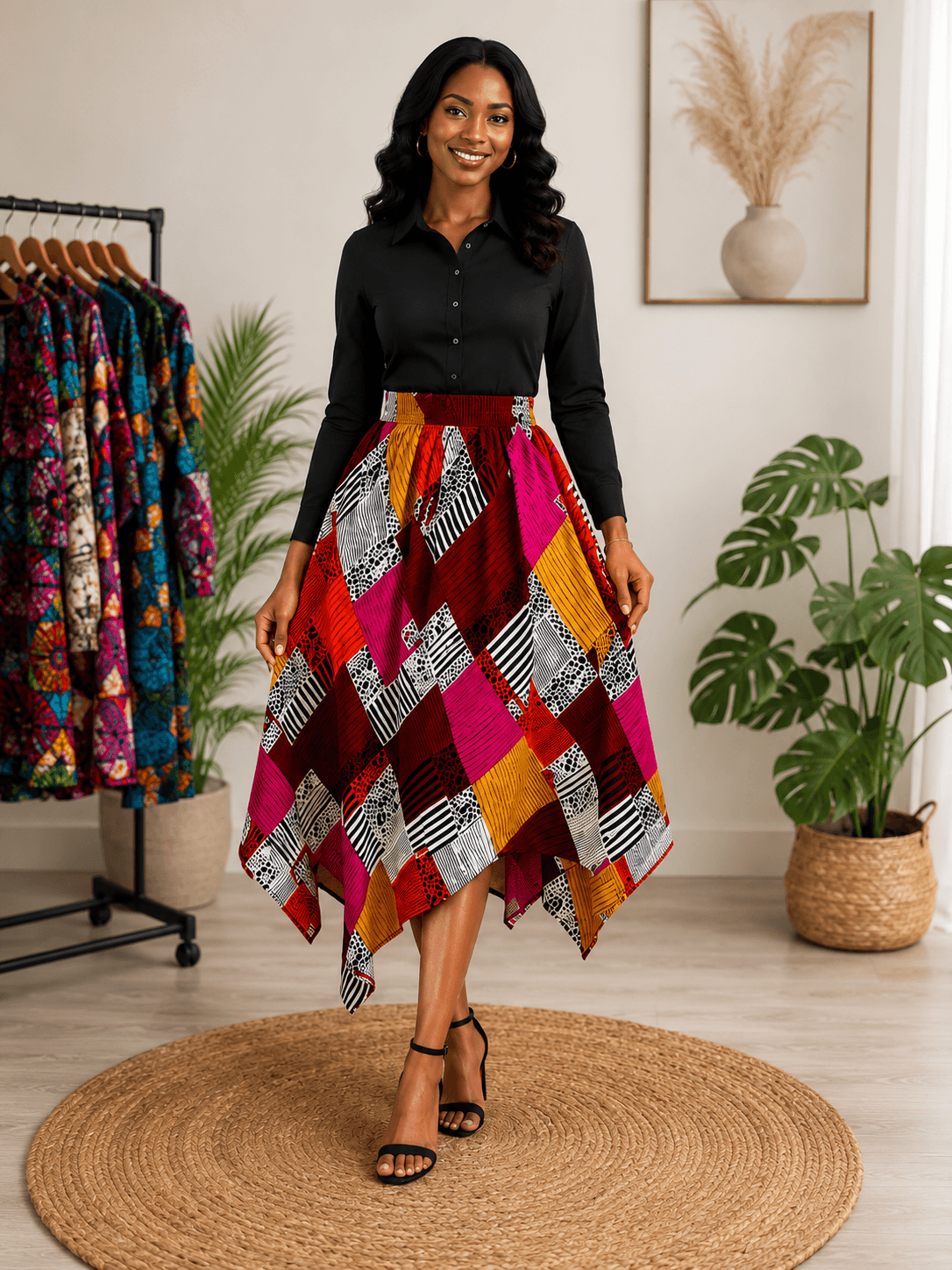 Classic Ankara Handkerchief Skirt with Aso Oke