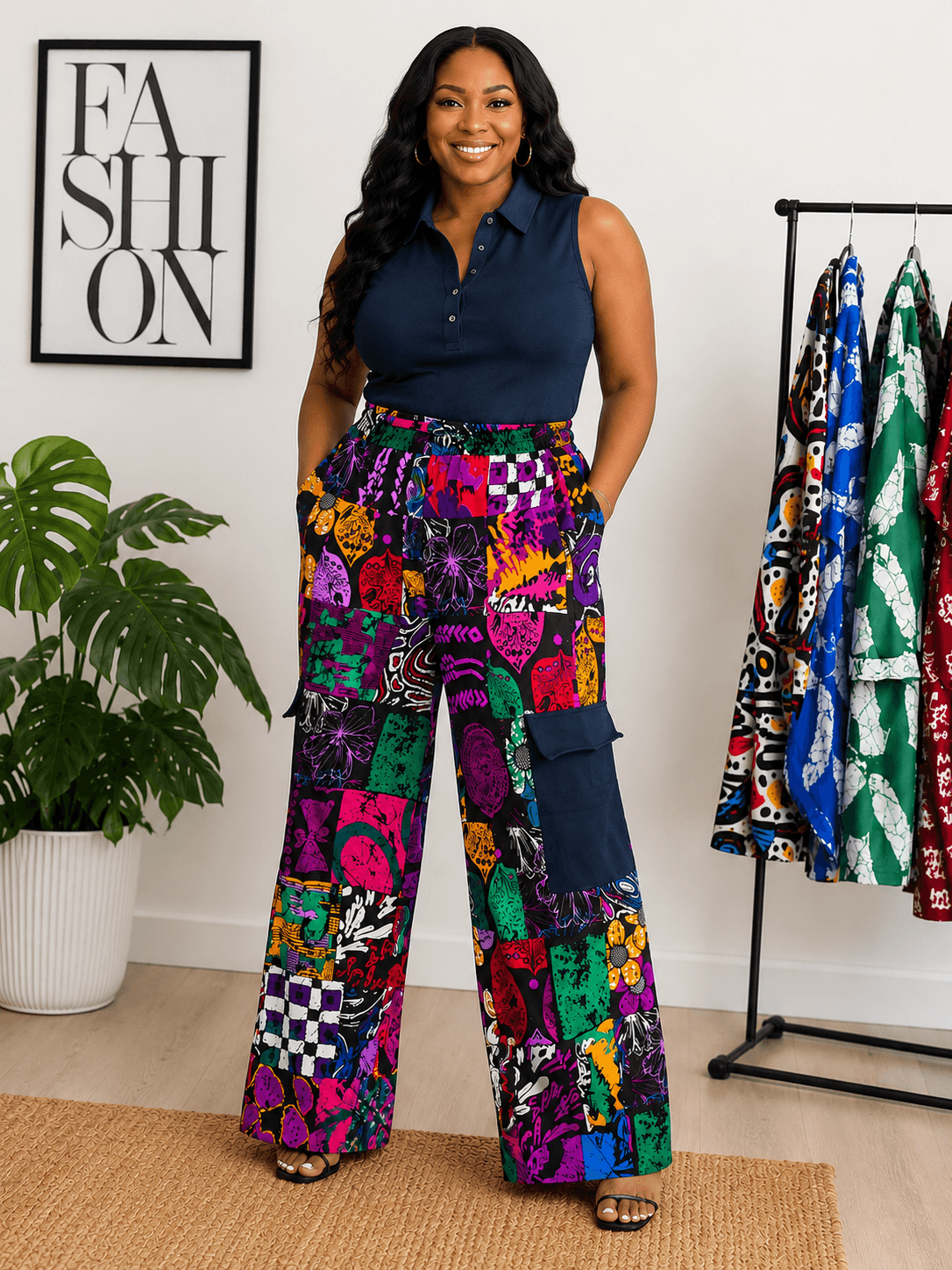 Multicolor Ankara Cargo Trousers